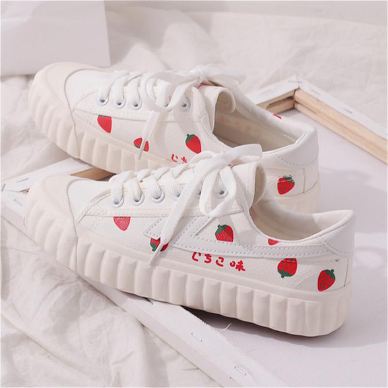 cera pollo inicial Strawberry Shoes Canvas Casual Print Breathable Women