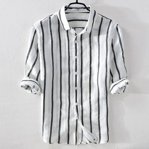 Manswear Striped Cotton Half Sleeve Casual Shirt