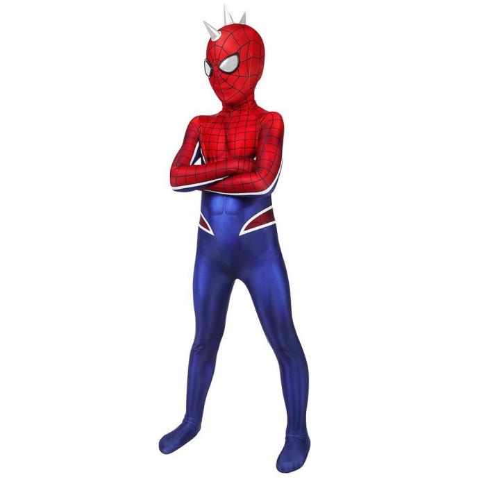 Kids Spider-Man Peter Parker Spider-Punk Suit Ps4 Spider-Man Jumpsuit Cosplay Costume -