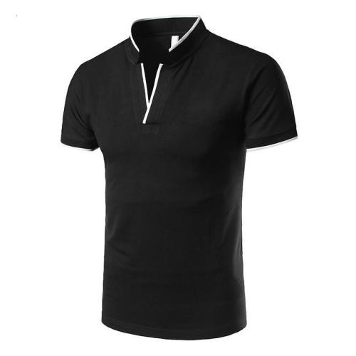 Men'S V-Neck Sold Casual Breathable Polo-Shirt