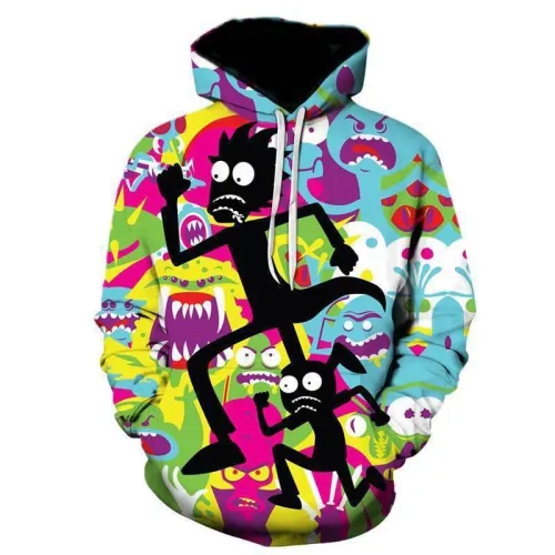 Scared Rick And Morty Anime Unisex 3D Printed Hoodie Pullover Sweatshirt
