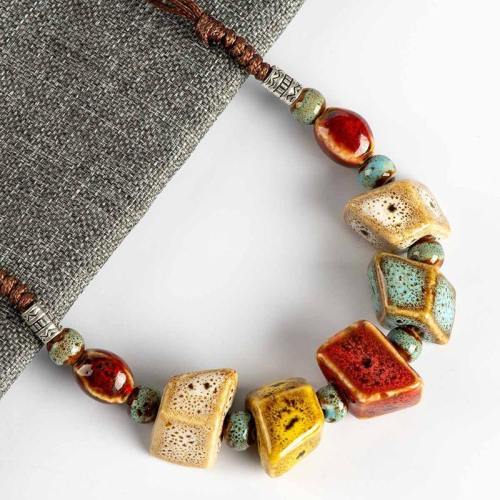 Fashionable Bohemian Style Ceramic Beaded Necklace