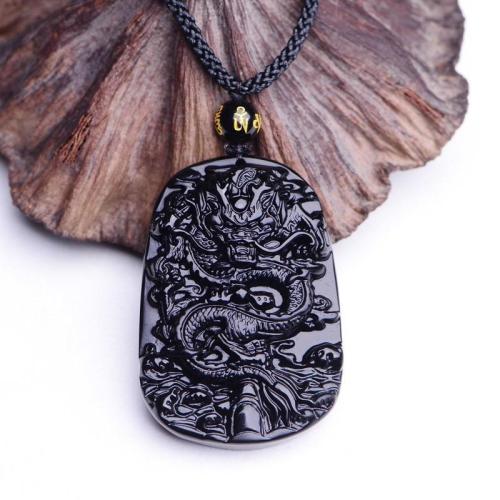 Dragon King Black Obsidian Amulet