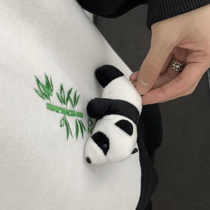 Panda Ears Zipper Bamboo Embroidery Pocket Oversized Hoodie