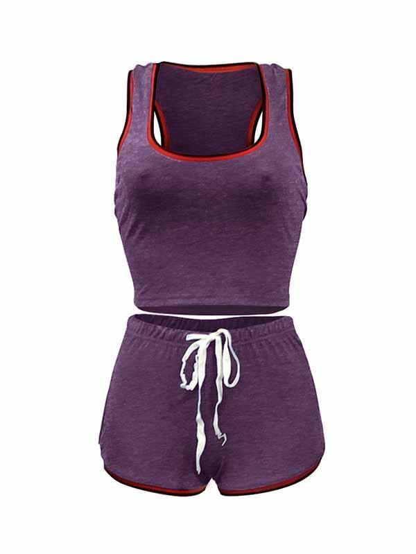 Scoop Neck Tank Top With Shorts Two Piece Outfits For Women