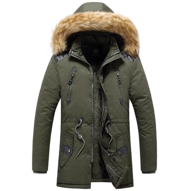 Men Winter Parka Coat  Hooded Thick Warm Overcoat