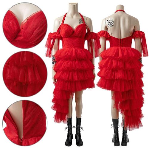 Harley Quinn The Suicide Squad  Movie Red Dress Cosplay Costume