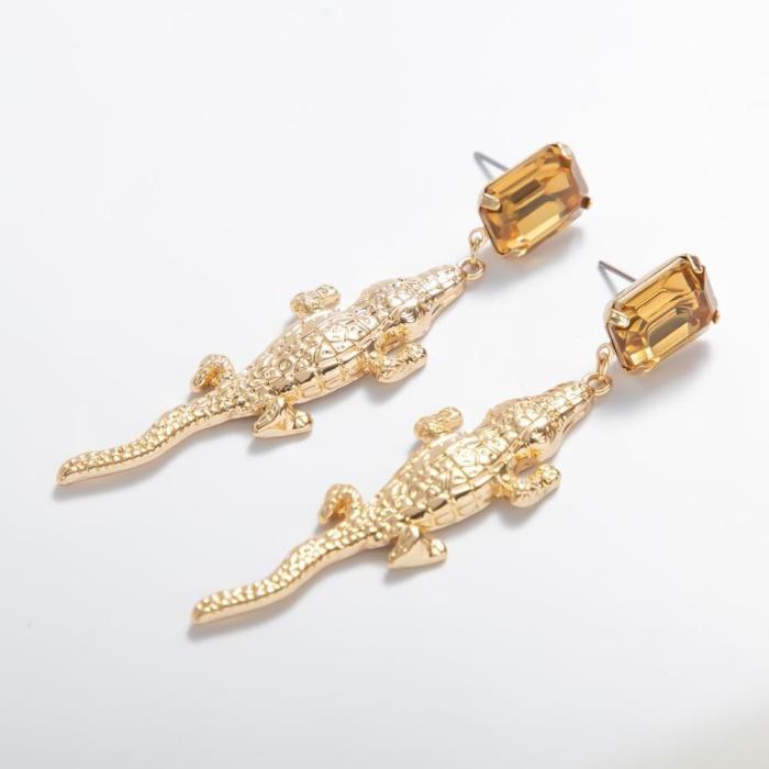 Rhinestone Crocodile Drop Earrings