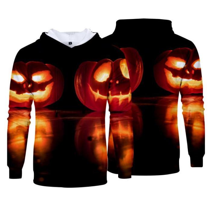 Halloween Funny Horror Cartoon Pumpkin Pattern 3D Print Hoodies