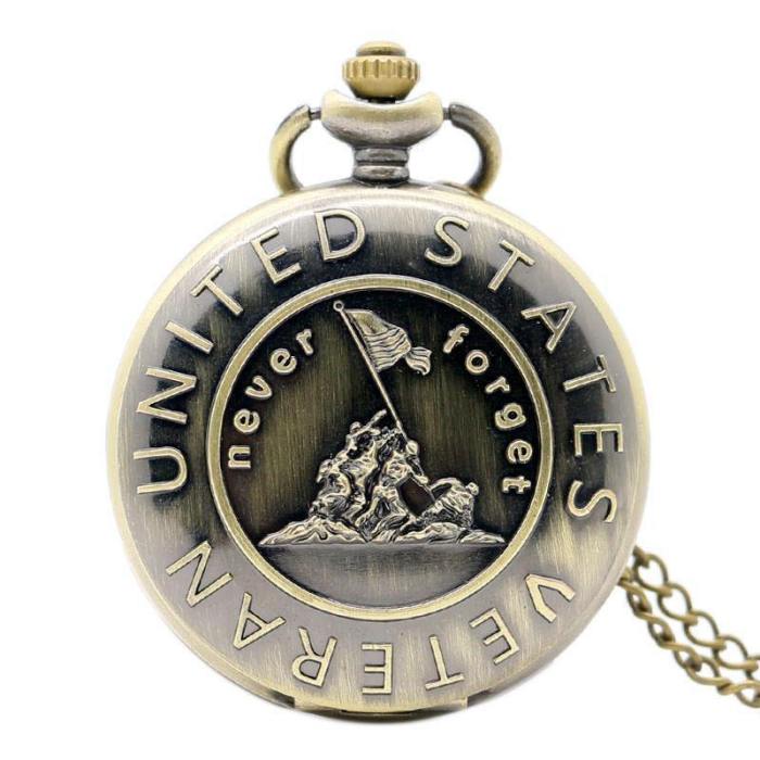 Mens United States Veteran Army Pocket Watch- Military Pocket Watch