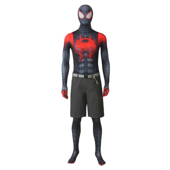 Miles Morales Spider-Man: Into The Spider-Verse Hoodie Jumpsuit Cosplay Costume -