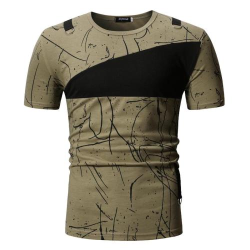 Men'S  Arrival Round Neck Short Sleeve Stitching Casual T-Shirt