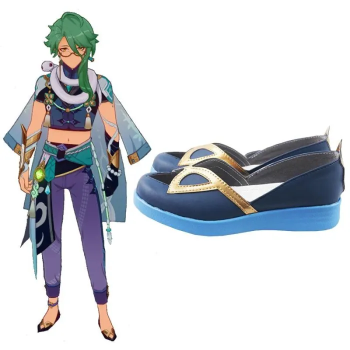 Genshin Impact Baishu Blue Cosplay Shoes