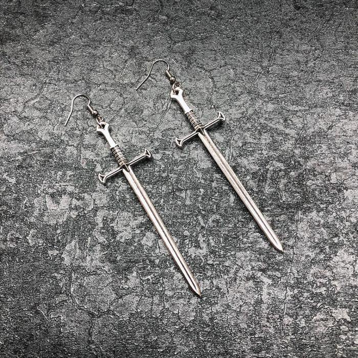 Medieval Sword Gothic Dangle Earrings