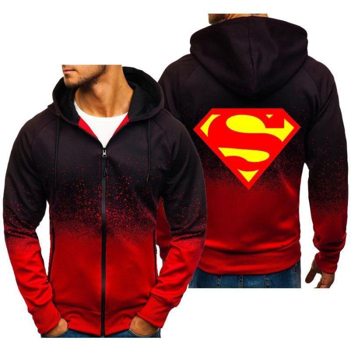 Men'S Gradient Color Zipper Hoodies