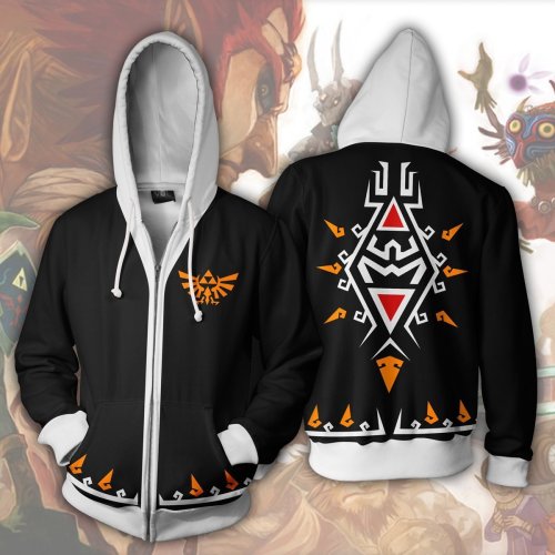 The Legend Of Zelda Game Royal Crest Icon Black Cosplay Unisex 3D Printed Hoodie Sweatshirt Jacket With Zipper