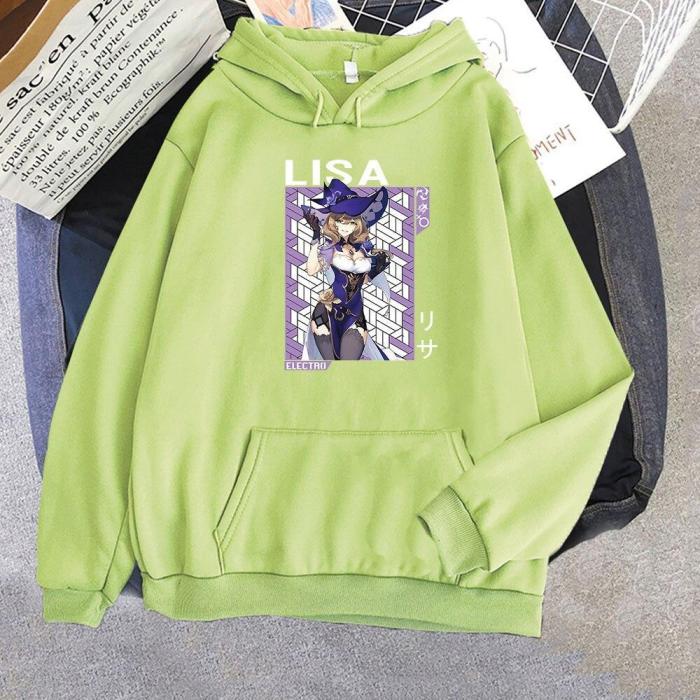 Genshin Impact Anime Hoodie Sweatshirts Lisa Graphic  Game Unisex Pullovers Fashion Top