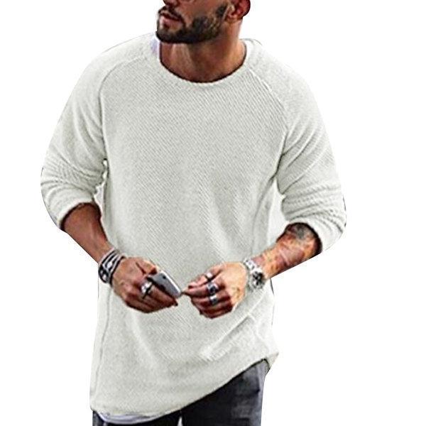 Mens Knit Solid Color Long-Sleeved Sweater