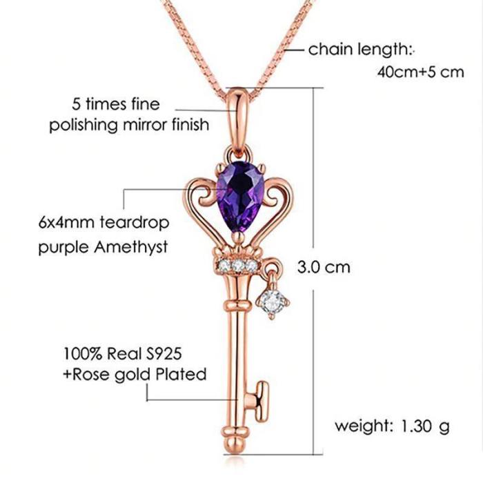 Magnificent Rhinestone Crown Key Pendant Necklace