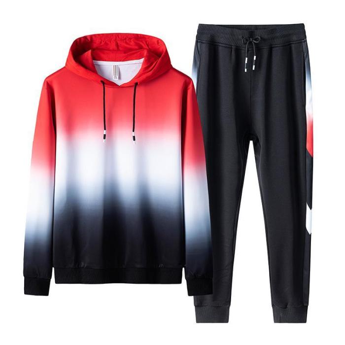 Young Adult Hooded Gradient  Colour  Spring And Autumn Suit For Men