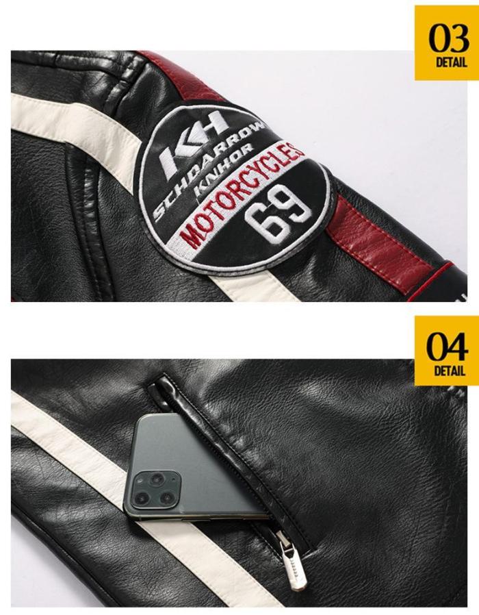 Men'S Motorcycle Jacket Bomber Leather Jacket