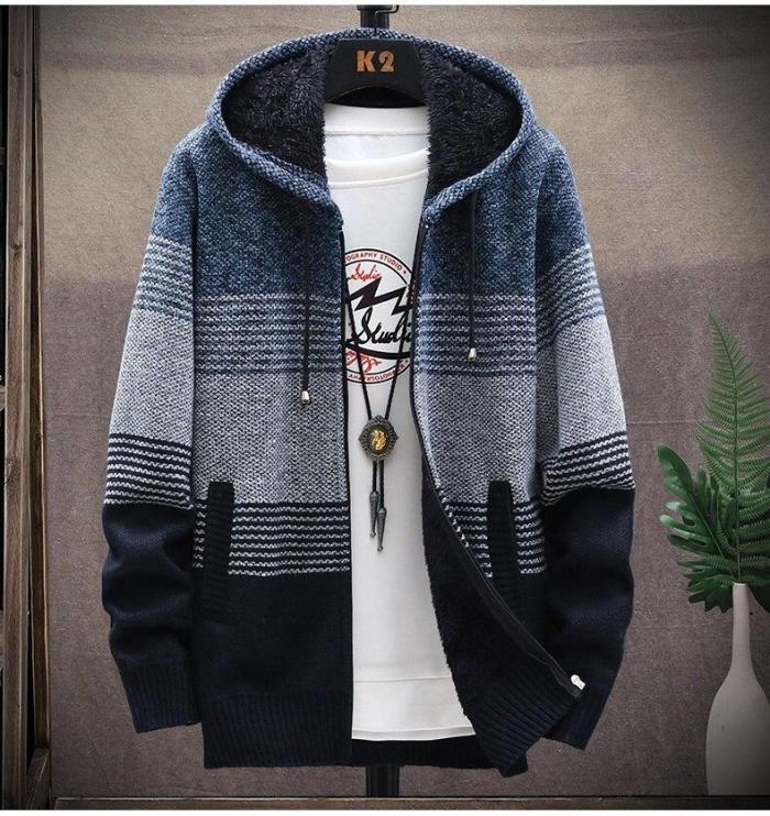 Hooded Cardigan Men Clothing Winter Knitted Sweater