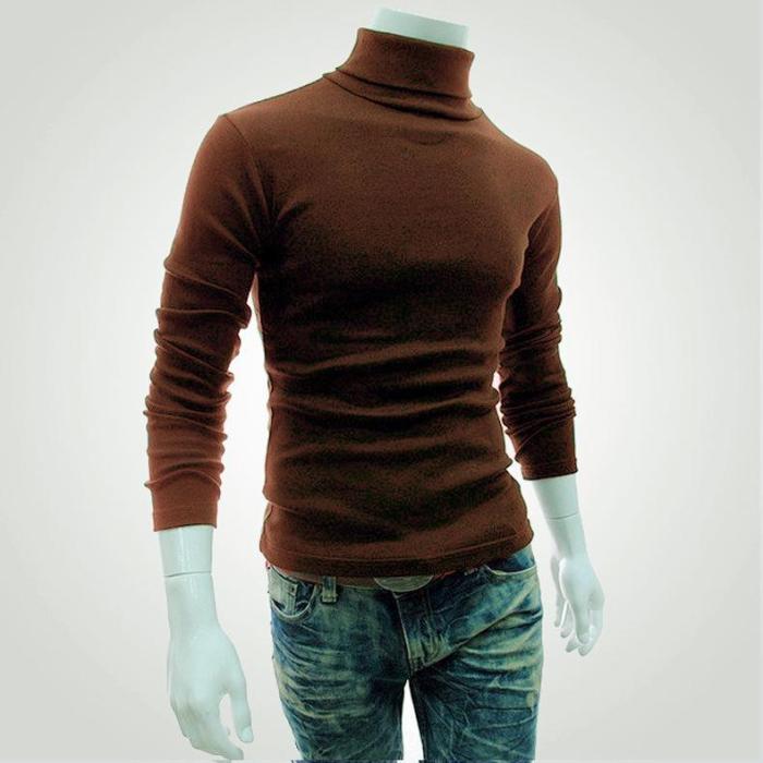 Men'S Winter Warm High Neck Pullover Jumper Sweater