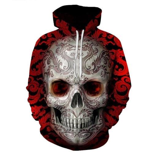 Red Sugar Skull 3D Hoodie Sweatshirt Pullover