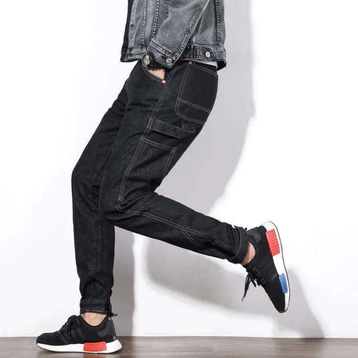 Wash Black Skinny Cuffed  Jeans For Men