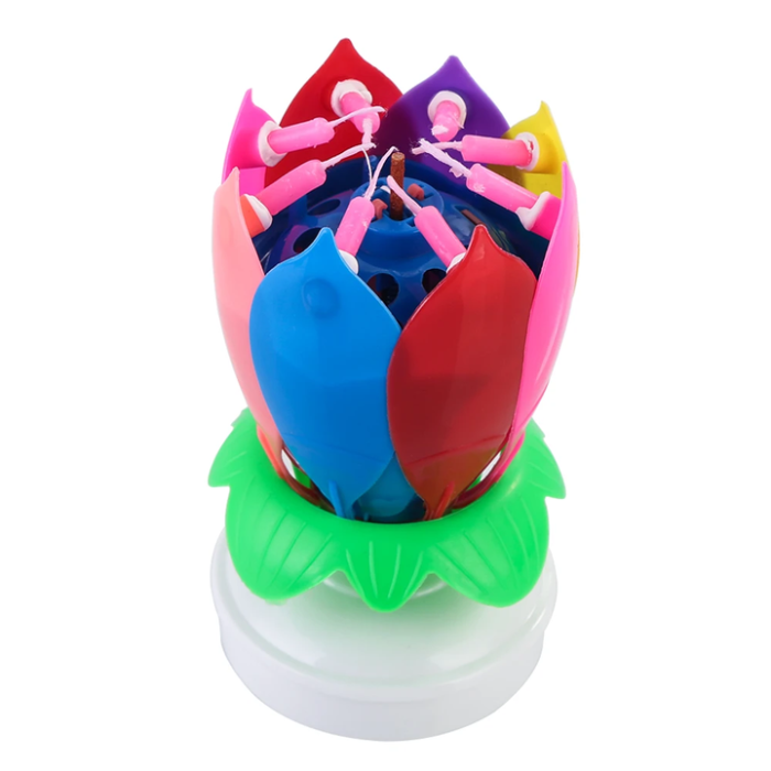Upgrade Multicolor Rotating Lotus Cake Candle