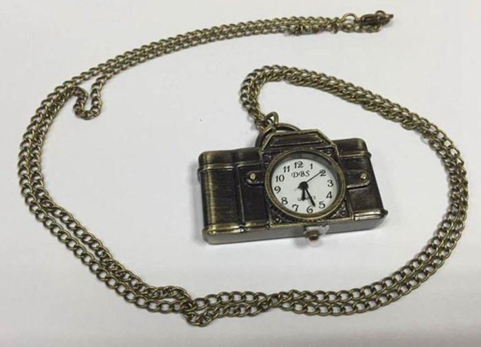 Bronze Camera Watch Necklace