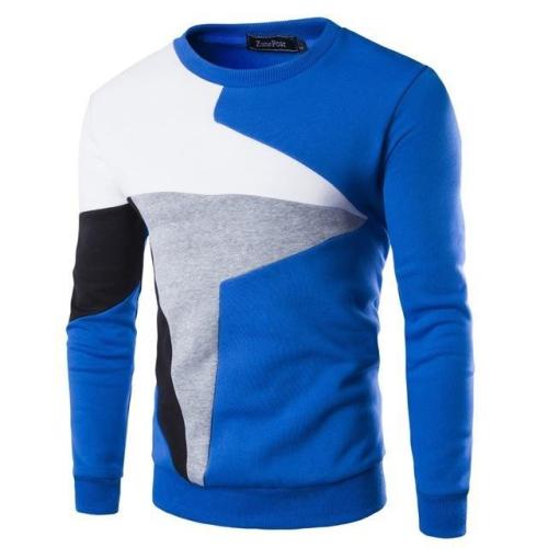 Mens Fashion Casual Stitching Long Sleeve Sweatshirt