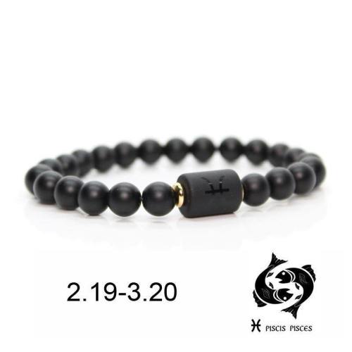 Personalized Zodiac Signs In Black Beads Bracelet