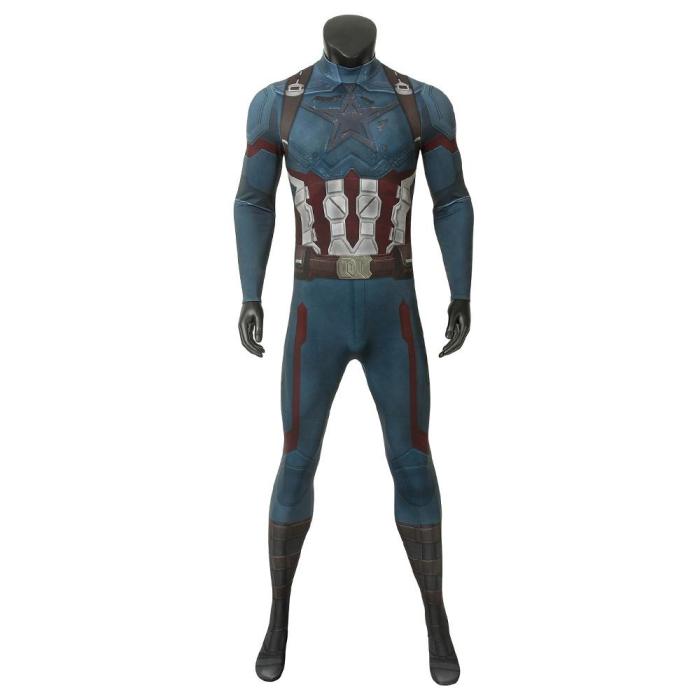 Captain America Steven Rogers Marvel Avengers 3: Infinity War Jumpsuit Cosplay Costume -