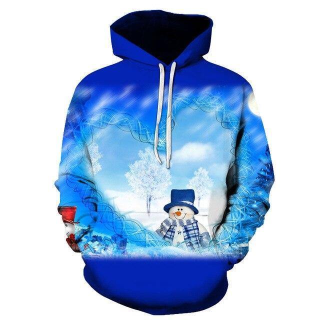 Christmas Gift Theme Men'S Hoodie Men'S 3D Printing Hooded Sweatshirt Fashion Snowman Hooded Pullover Kids Wear