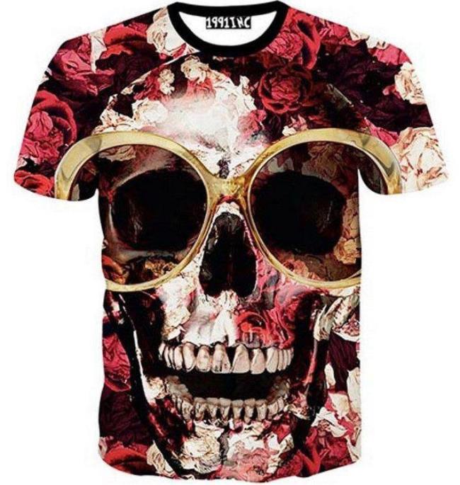 Hipster Crazy Skull 3D T-Shirt V14