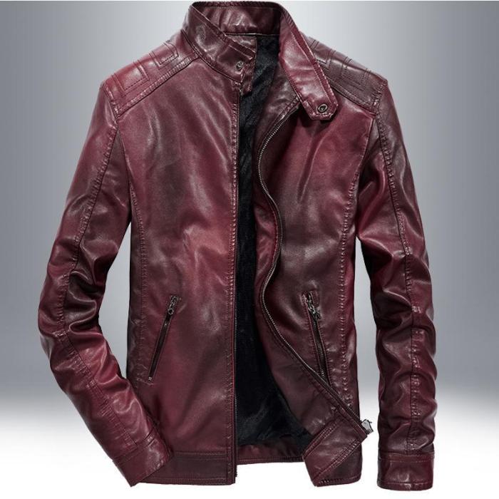 Pu Jackets Spring Autumn Motorcycle Biker Faux Leather Jacket
