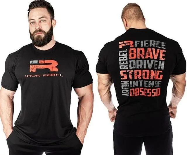 Gym Fitness Printed T Shirt Men Running Sport T-Shirt