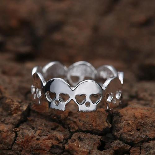 Skull With Hollow Heart Eyes Ring