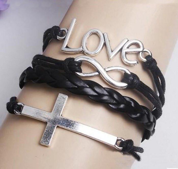 Infinity Cross And Love Charm Bracelet