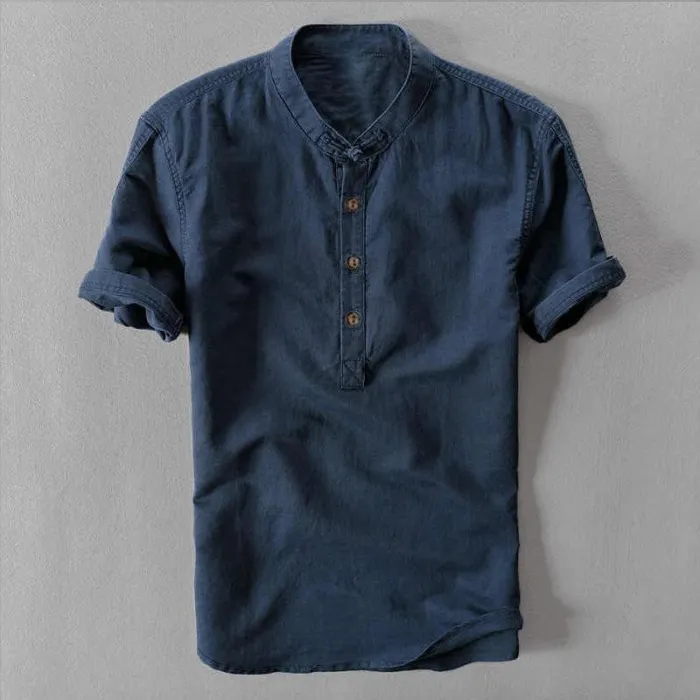 Linen Short Sleeve Collar Shirt