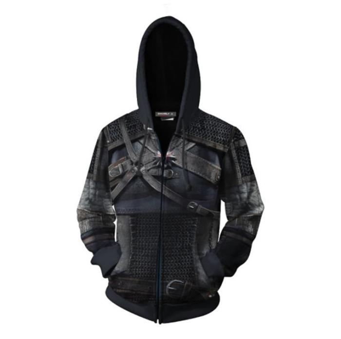 Wizard Series Black Demon Hunter Geralt Game Unisex 3D Printed Hoodie Sweatshirt Jacket With Zipper