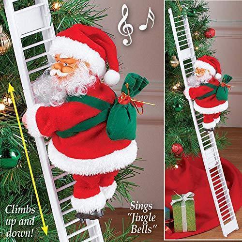 Electric Climbing Ladder Santa Claus Christmas Figurine Ornament Decoration Gifts