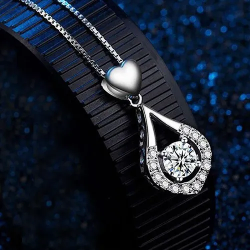 Twinkling Heart Waterdrop Stone Necklace