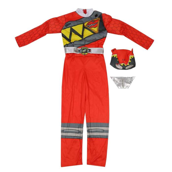 Kids Boys Red Power Dino Charge Muscle Cosplay Costume