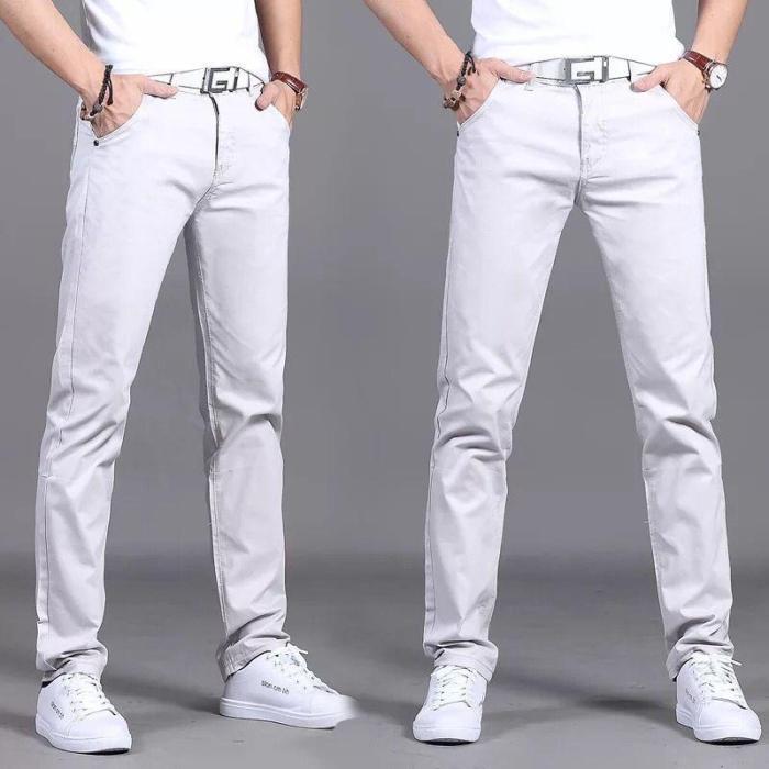 Manswear Solid Color Straight Slim Pants