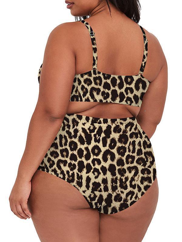 Plus Size Bathing Suits Pleated High Waisted Bikini Set