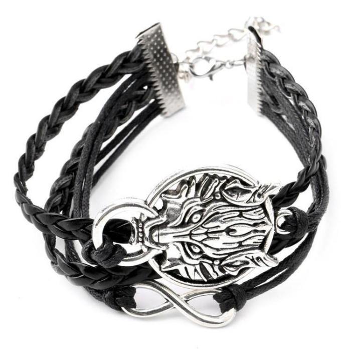 Wolf Head Infinity Bracelet