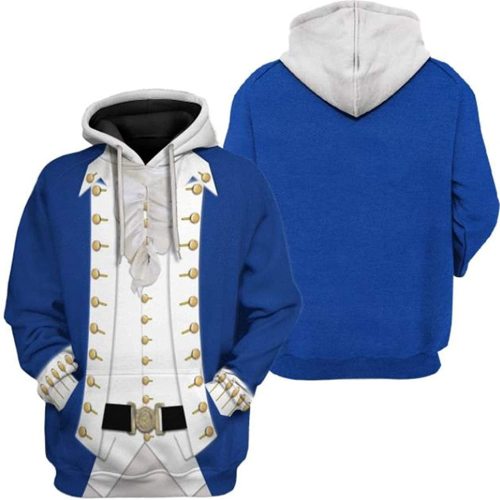 Alexander Hamilton 3 Historical Figure Blue White Unisex 3D Printed Hoodie Pullover Sweatshirt