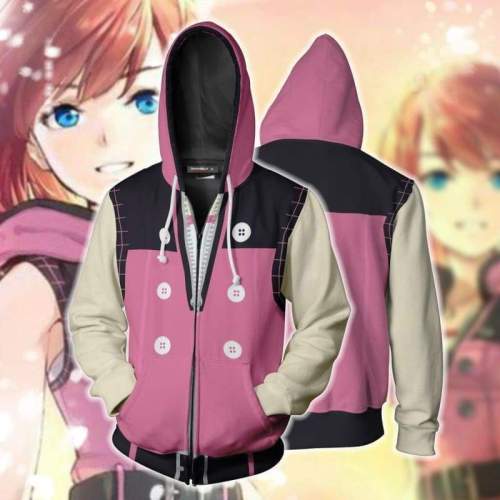 Kingdom Hearts Game Kairi Pink Cosplay Unisex 3D Printed Hoodie Sweatshirt Jacket With Zipper